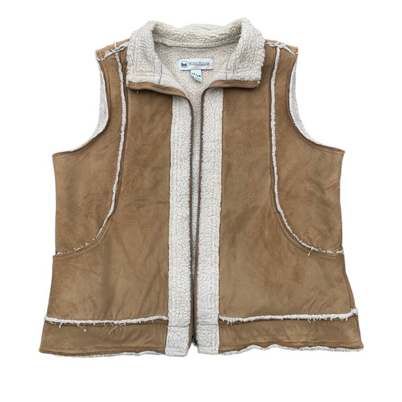 WindRiver Outfitting Co. Faux Suede Sherpa Lined Full Zip Vest XL/TG - Tan/Cream - Picture 1 of 6